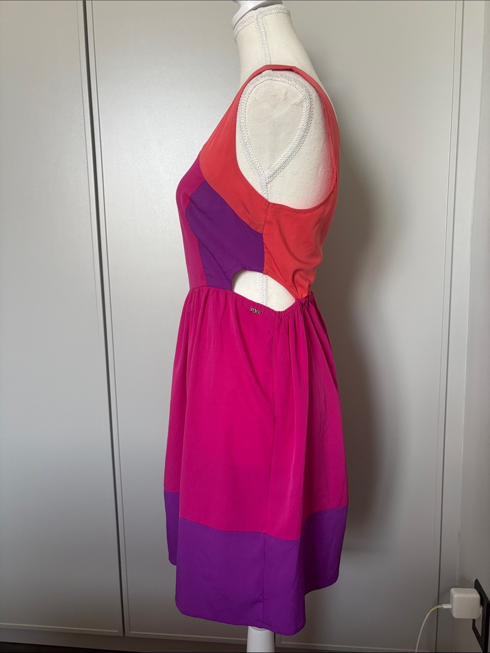 Roxy Colorblock Summer Dress in Magenta, Purple & Coral - Picture 2 of 9